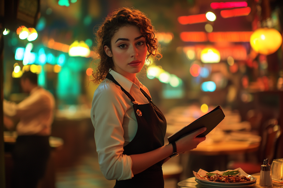 A waitress holding a bill | Source: no source