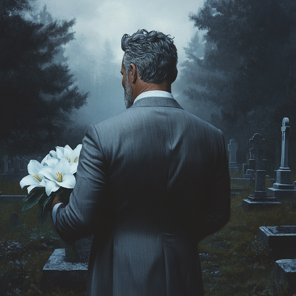 A grieving man in a cemetery | Source: no source