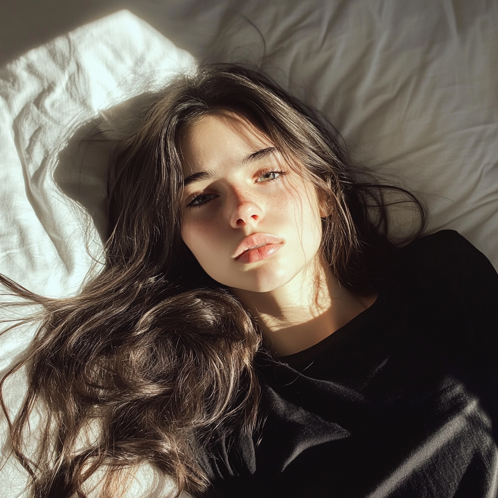 A girl laying on her bed | Source: No source
