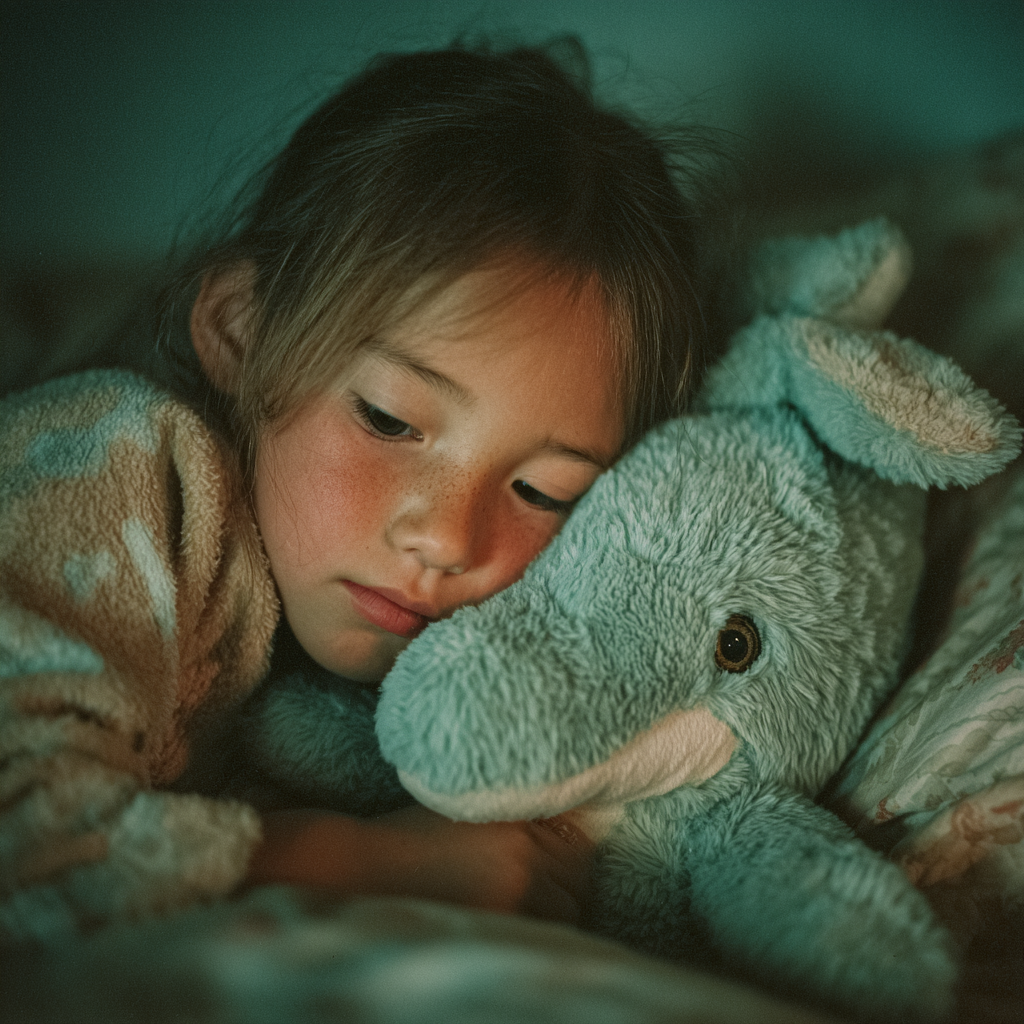 A sad little girl lying in bed | Source:  no source