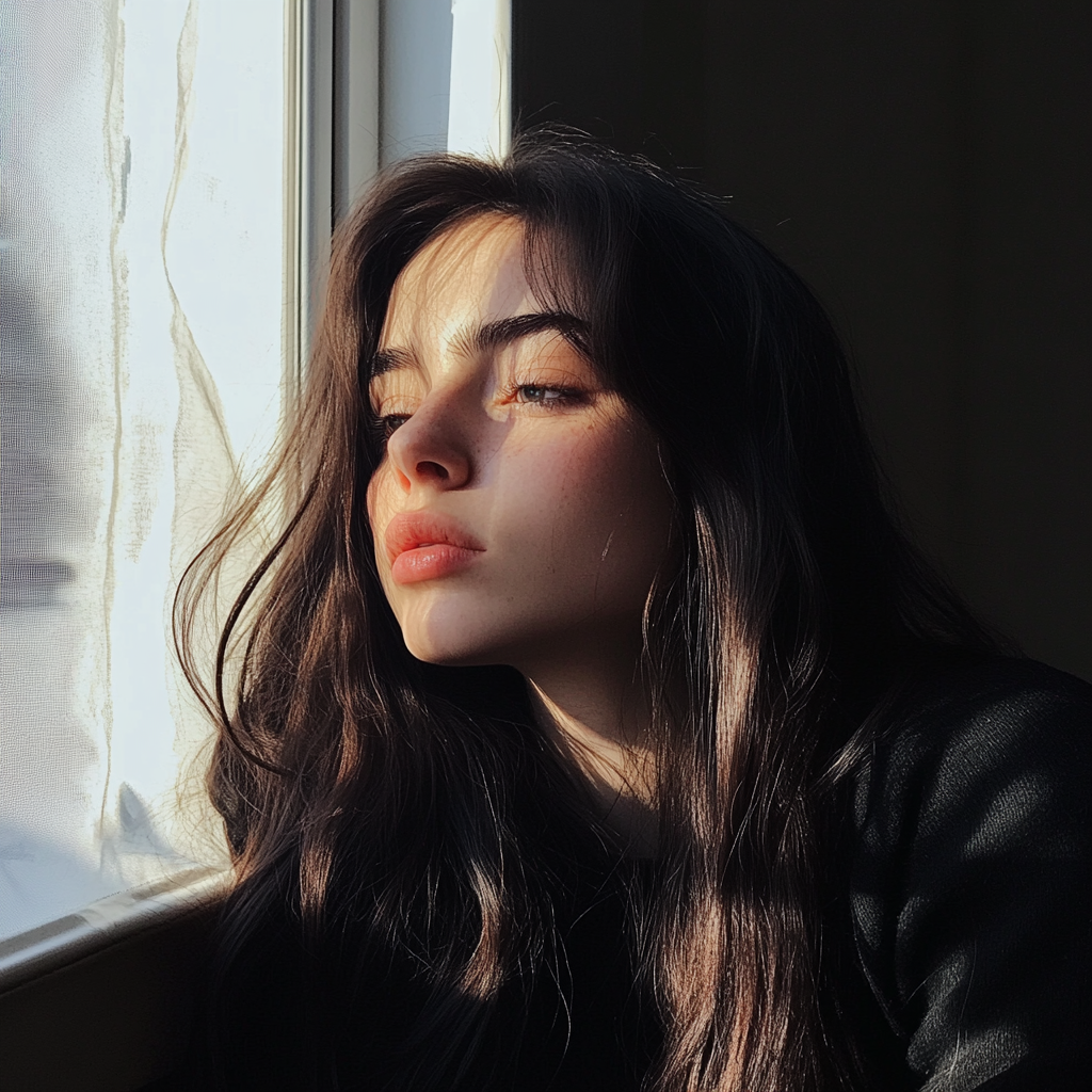A teenage girl sitting by a window | Source: No source