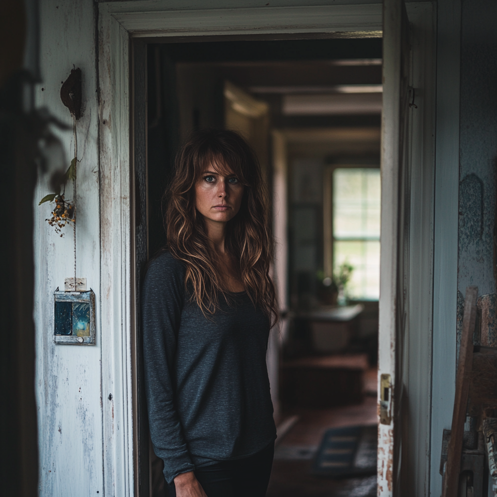 A grieving woman opening the door of her house | Source: no source
