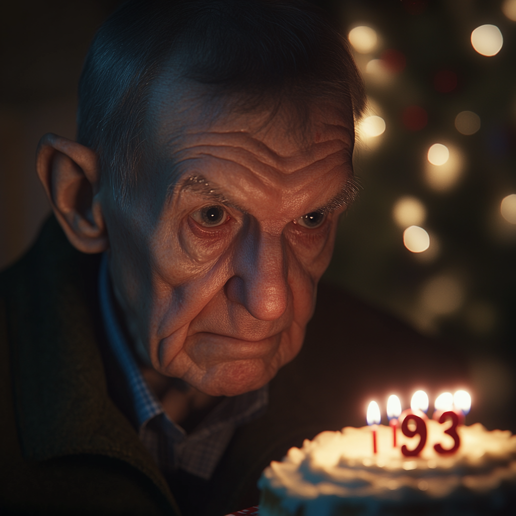 An upset older man looking at his birthday cake | Source: No source