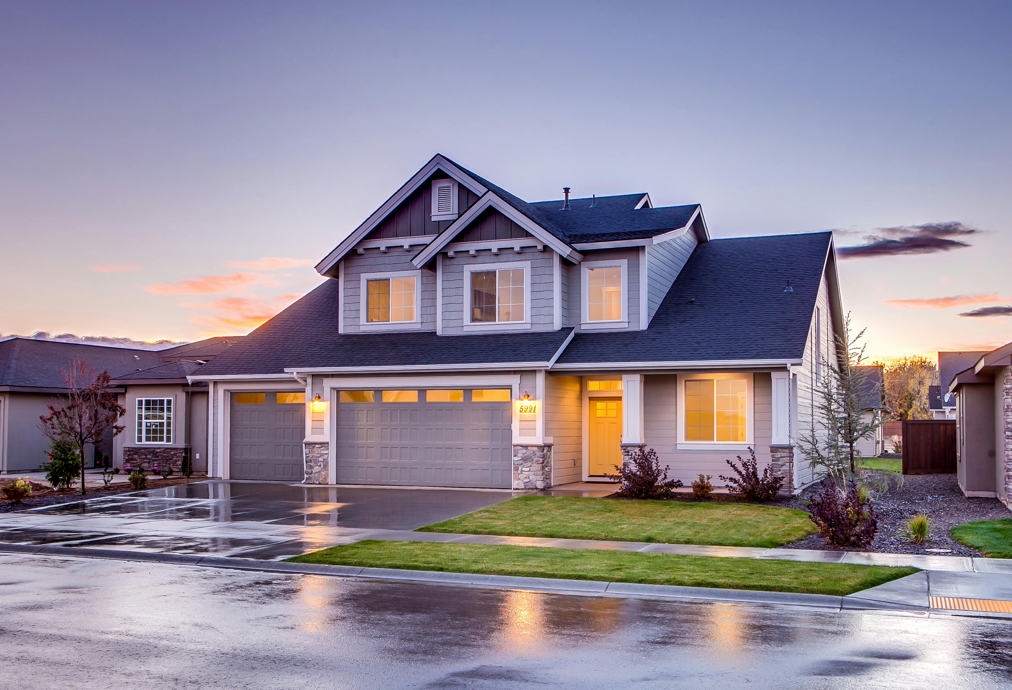 Modern suburban home driveway