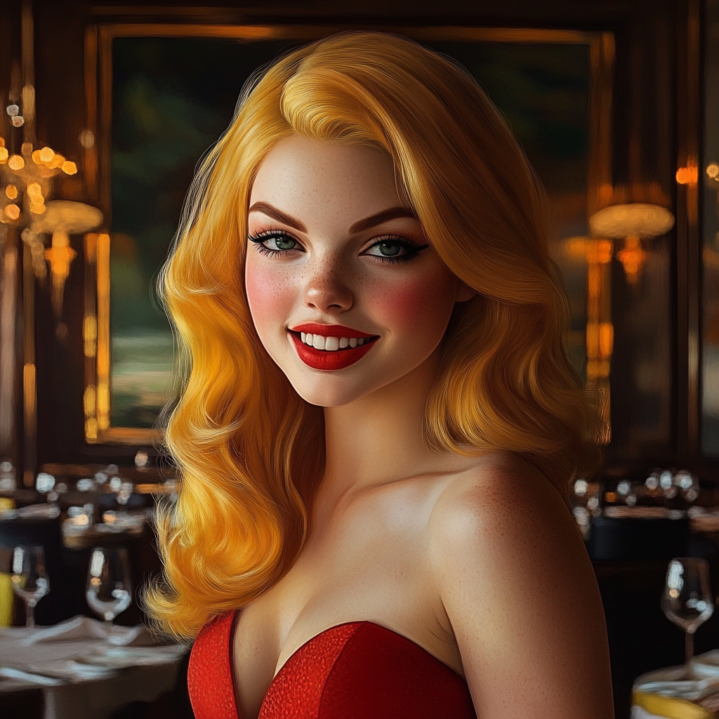 A young woman smiling in a restaurant | Source: no source