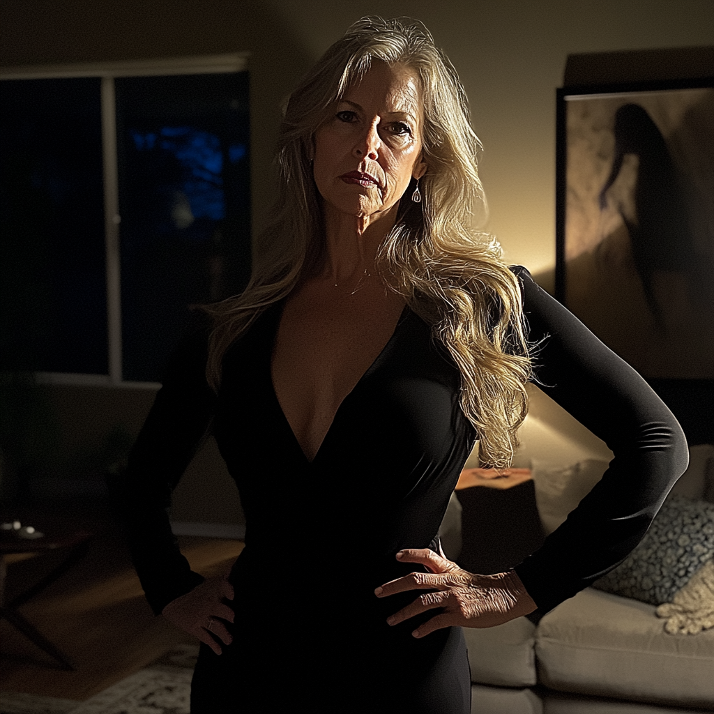 A woman standing in a living room | Source: no source