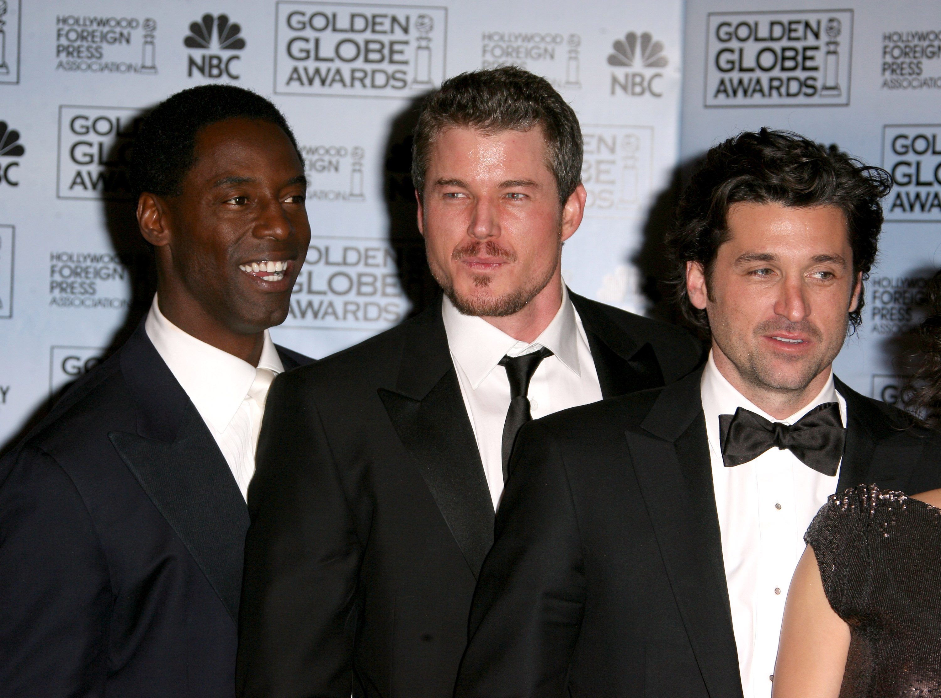 Isaiah Washington, Eric Dane and Patrick Dempsey of "Grey's Anatomy," nominee Best Television Series, Drama at the Beverly Hilton in Los Angeles, California in 2007. | Source: Getty Images