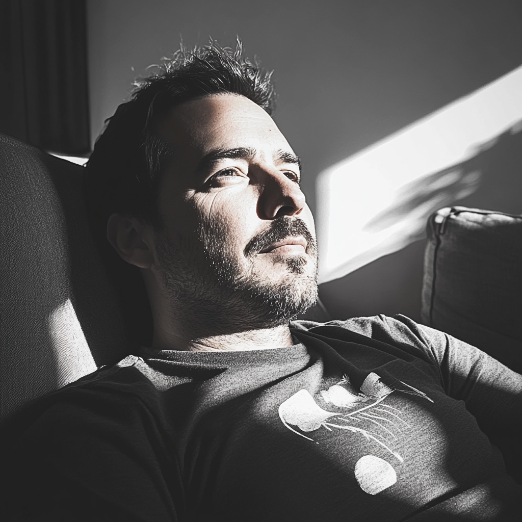 A man sitting on a couch | Source: No source
