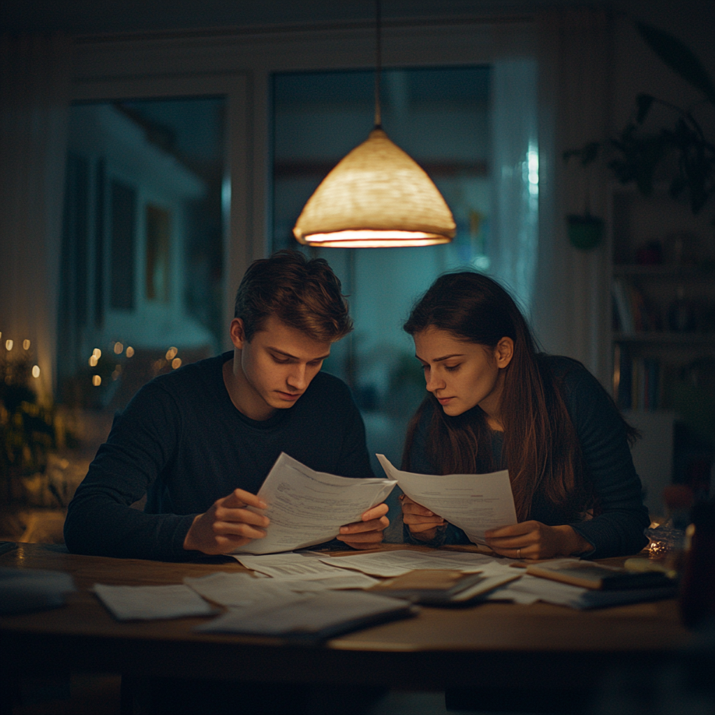 A couple looking through documents | Source: No source