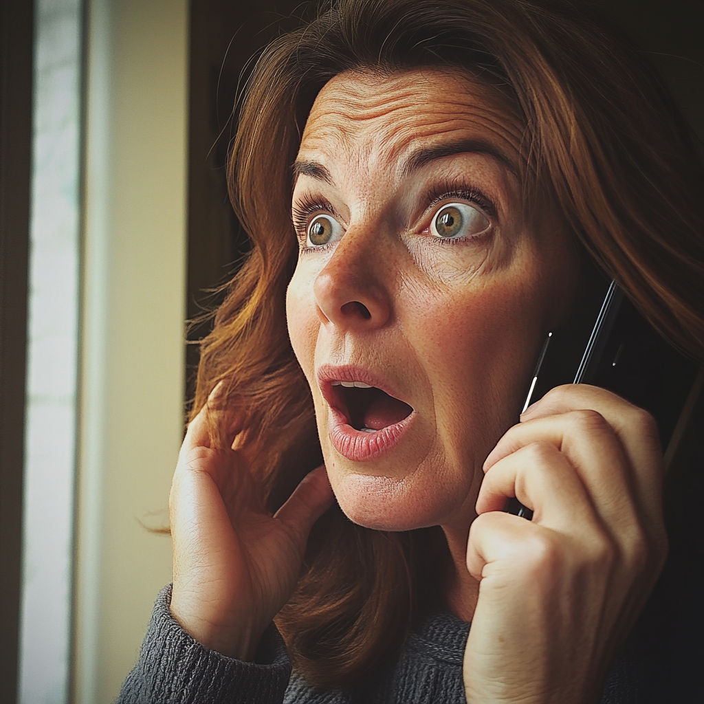 A shocked woman on the phone | Source: no source