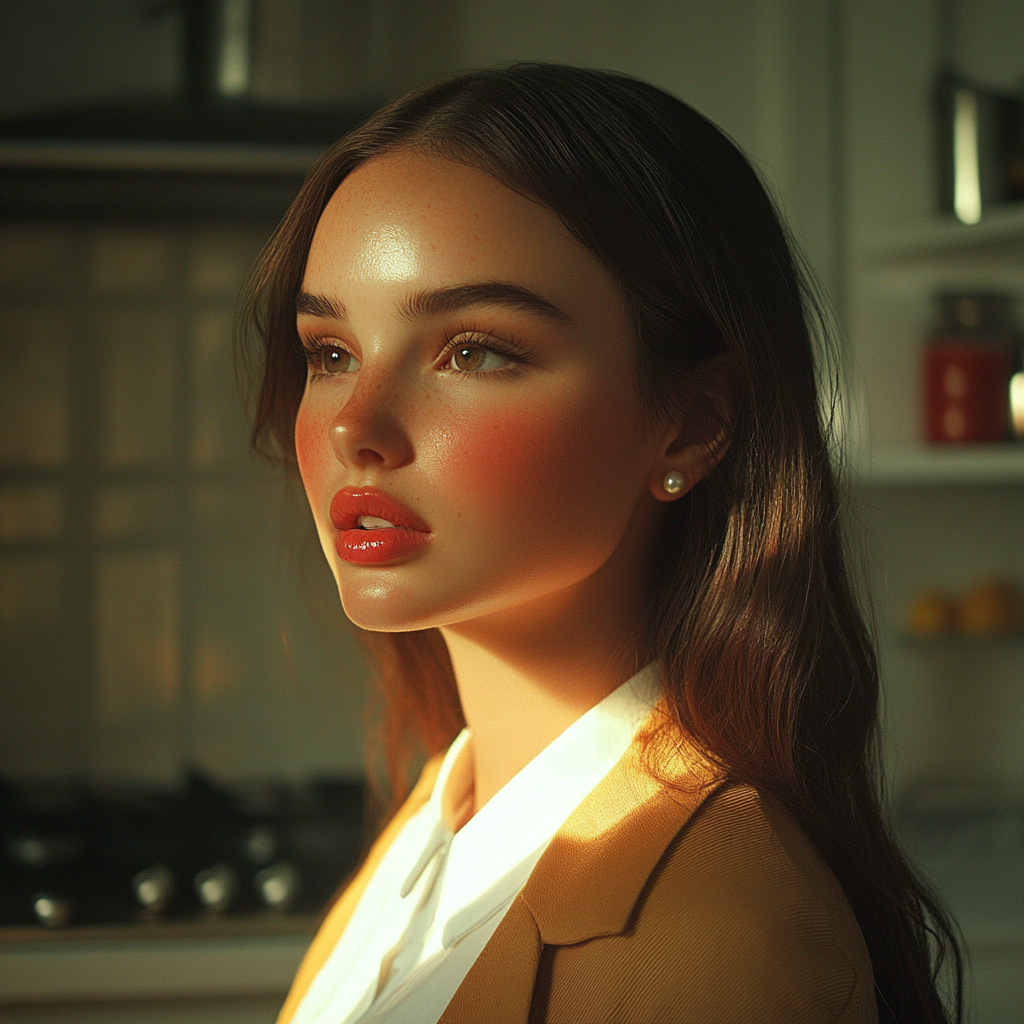 A hopeful woman standing in her kitchen | Source: no source