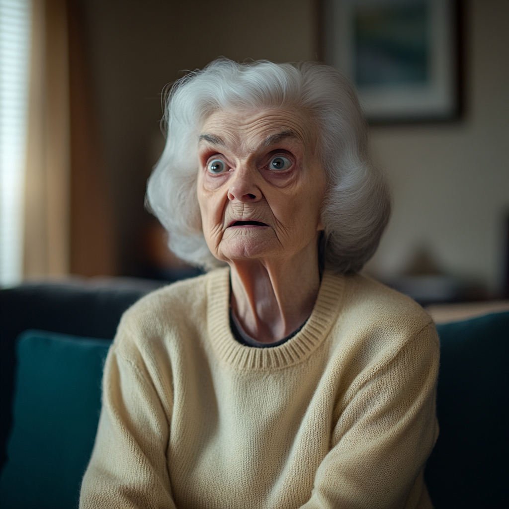 An extremely shocked elderly woman | Source: no source