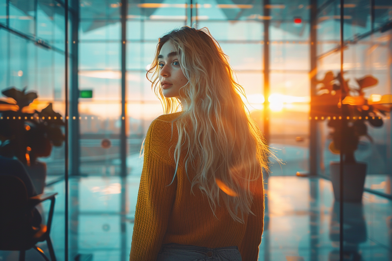 A woman standing near a glass wall | Source: No source