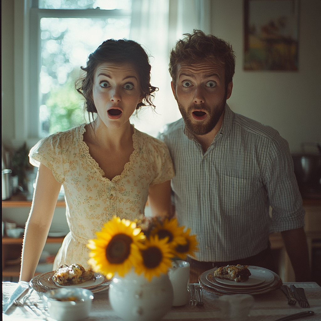 A couple reacting in shock | Source: No source