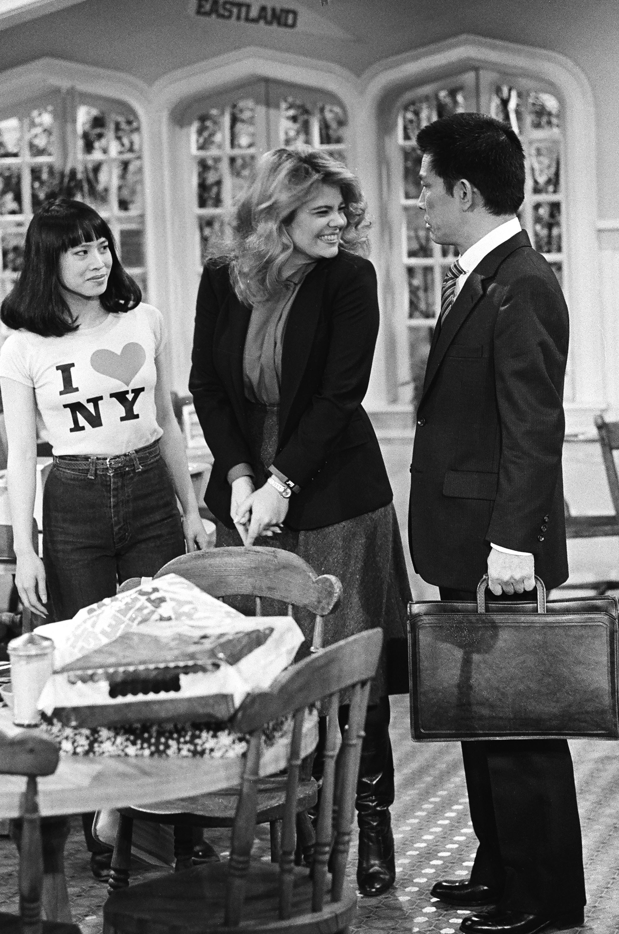 Lauren Tom as Miko, Lisa Whelchel as Blair Warner, and Makoto Iwamatsu as Mr. Wakamatsu in 1981 | Source: Getty Images