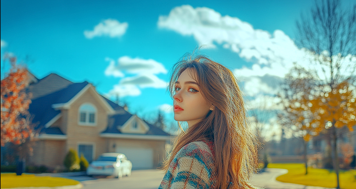 A tense woman standing in a driveway | Source:  no source
