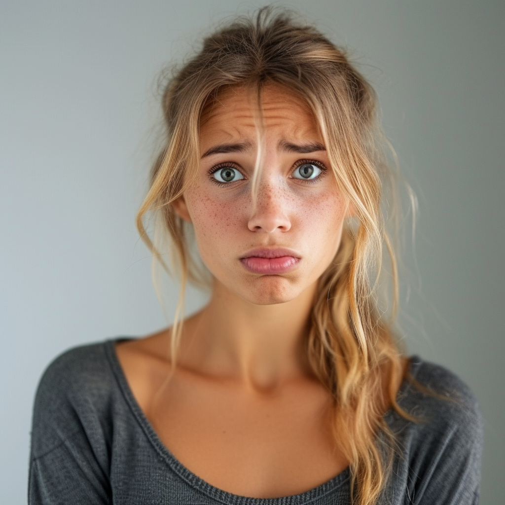 A close-up of an upset woman | Source: No source