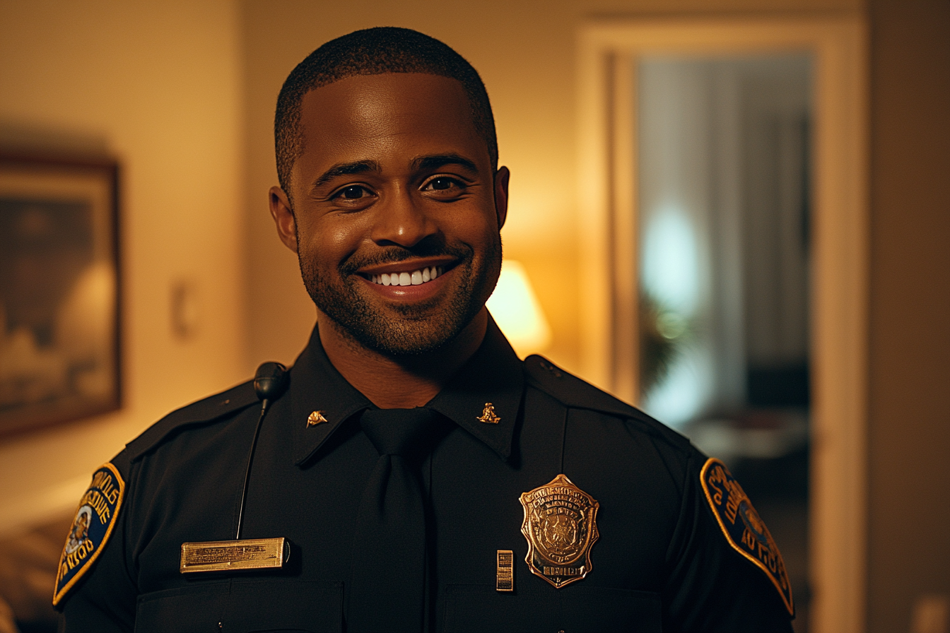 A police officer smiling | Source: No source