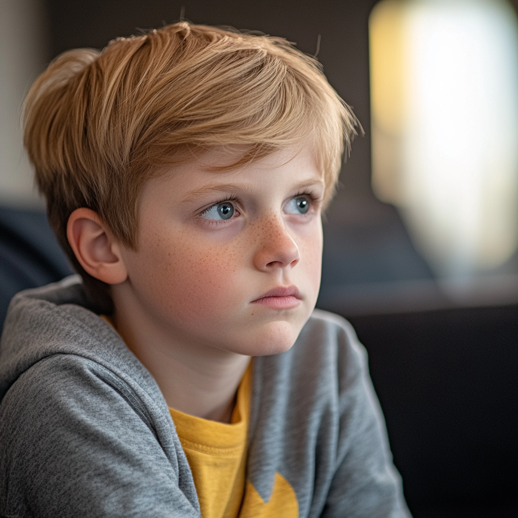 A little boy looking distant and exhausted | Source: no source