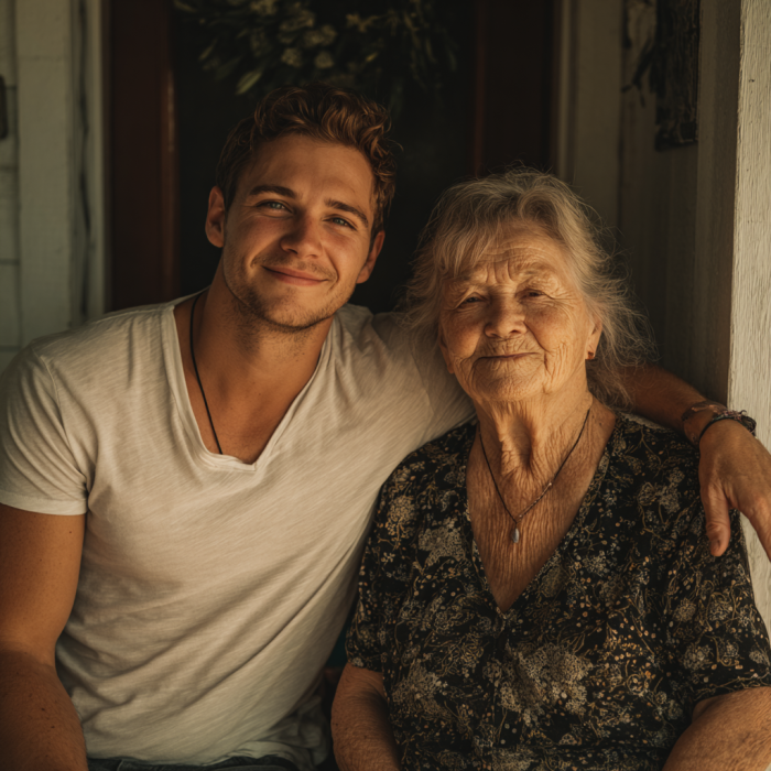 A young man with his grandma | Source: No source