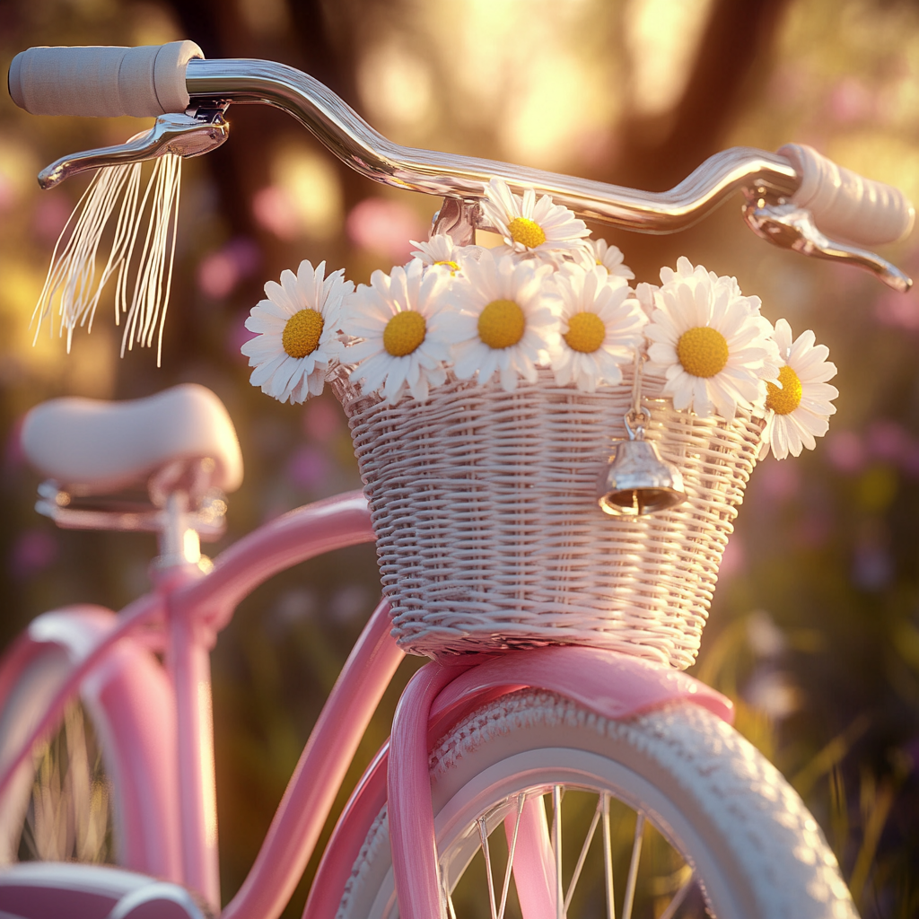 Close-up shot of a cute pink bicycle | Source: no source