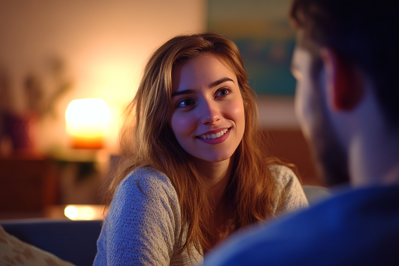 A woman smiling at her husband | Source: no source