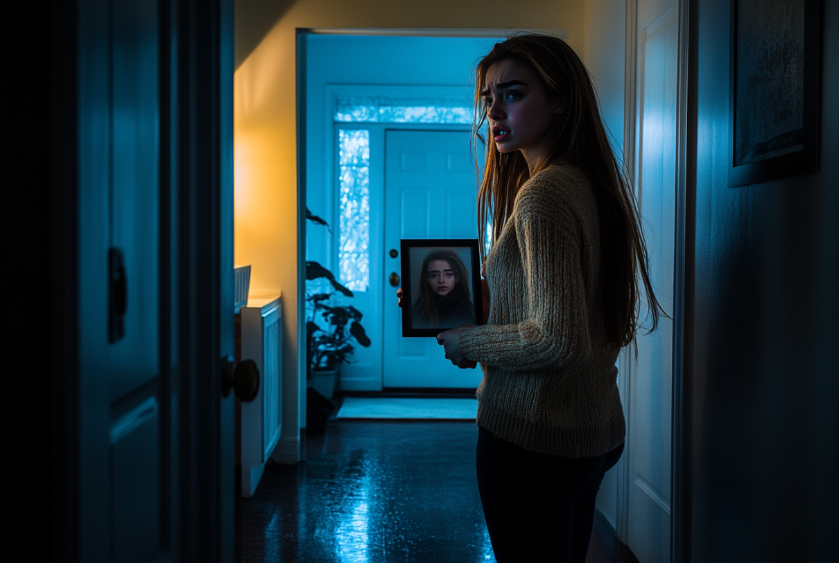 A woman holding a framed photo | Source: no source