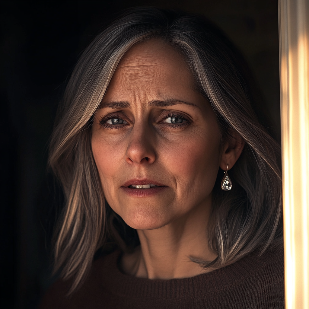 A desperate senior woman at the doorway | Source: no source