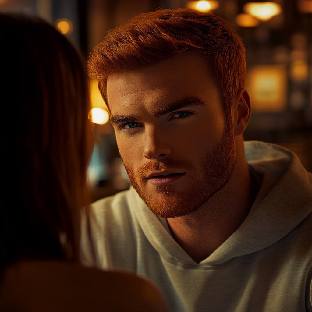 A man sitting with a woman in a coffee shop | Source: no source