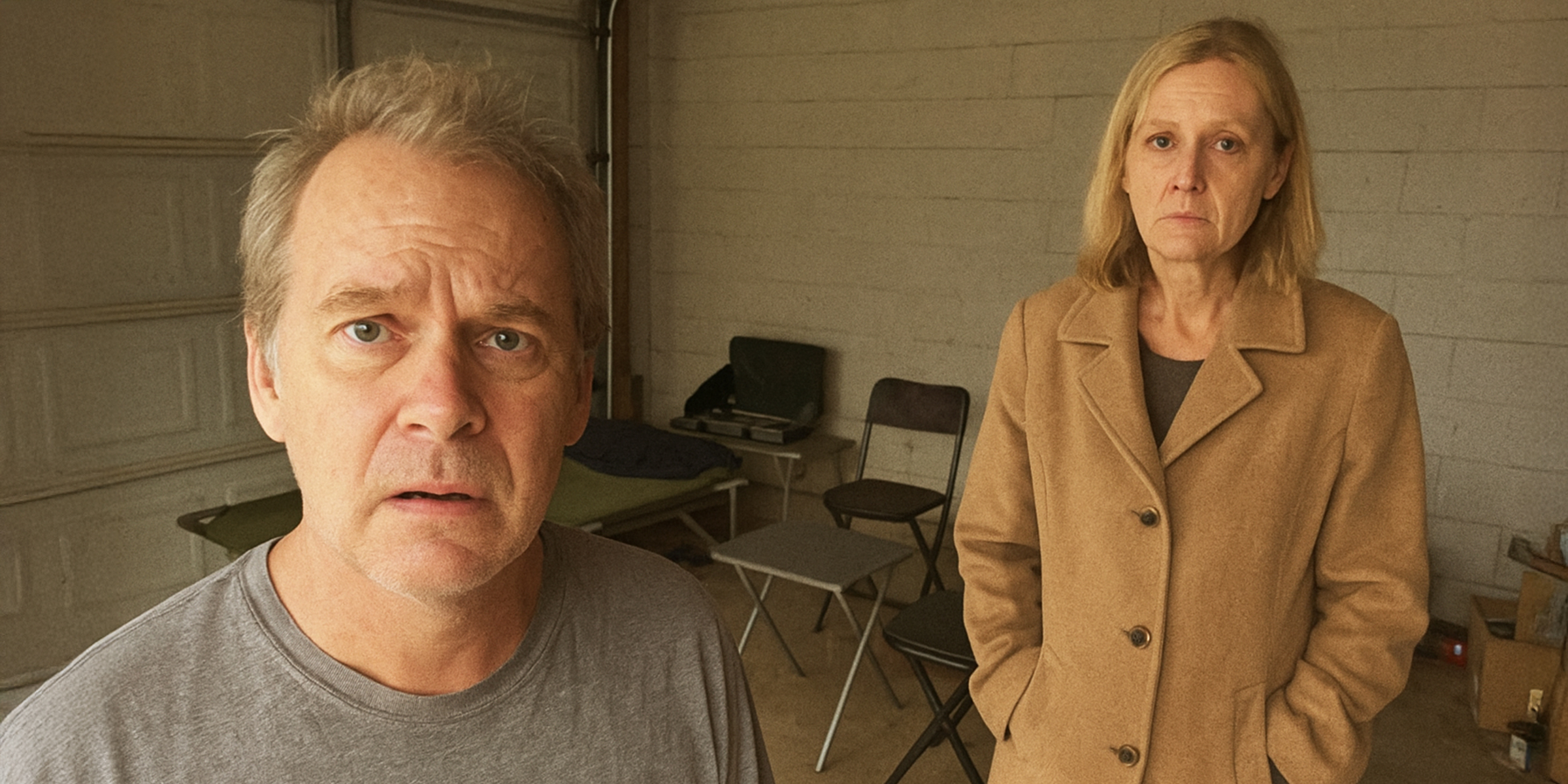 A sad mature couple in their garage | Source: No source