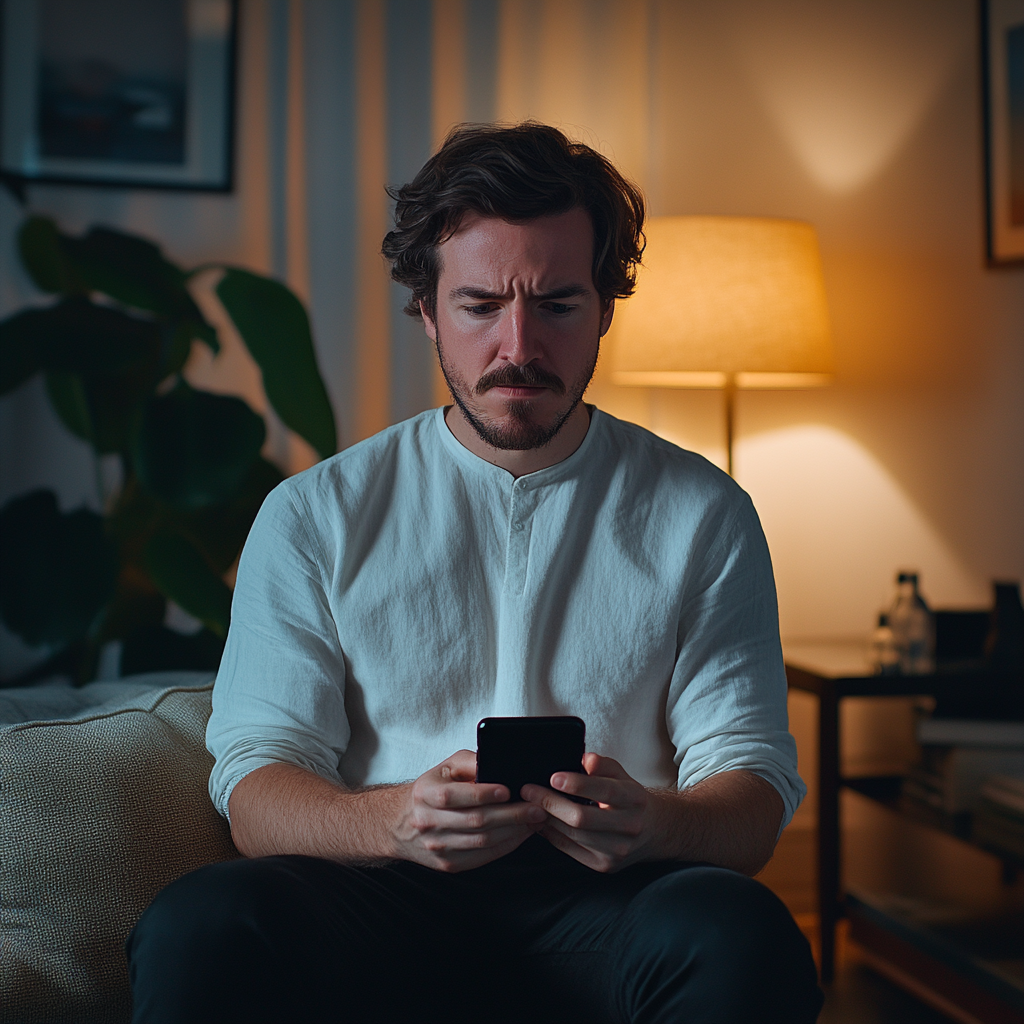 An angry man using his phone | Source: No source