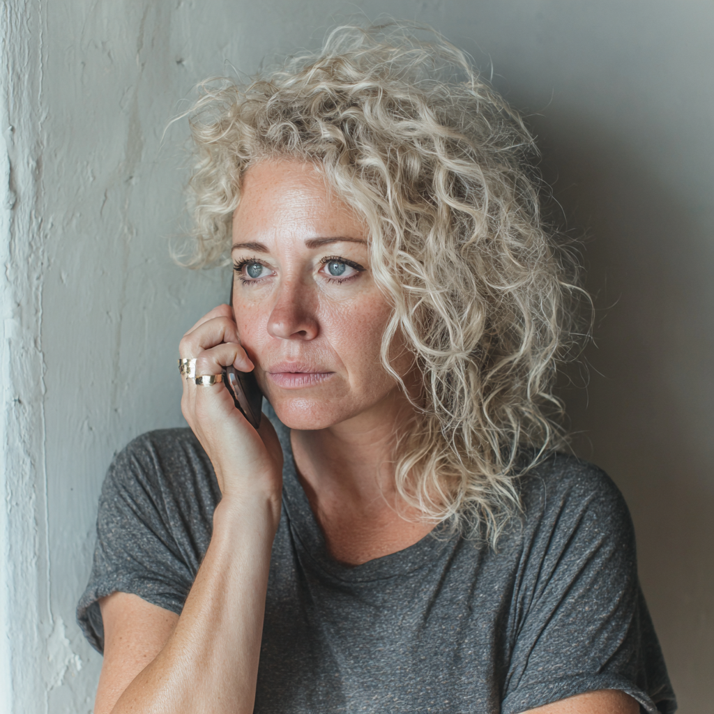 A pensive woman wearing a gray t-shirt | Source: no source