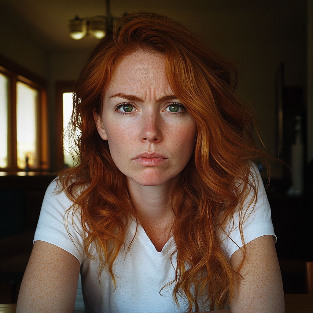 A woman sitting at a dining table | Source: no source