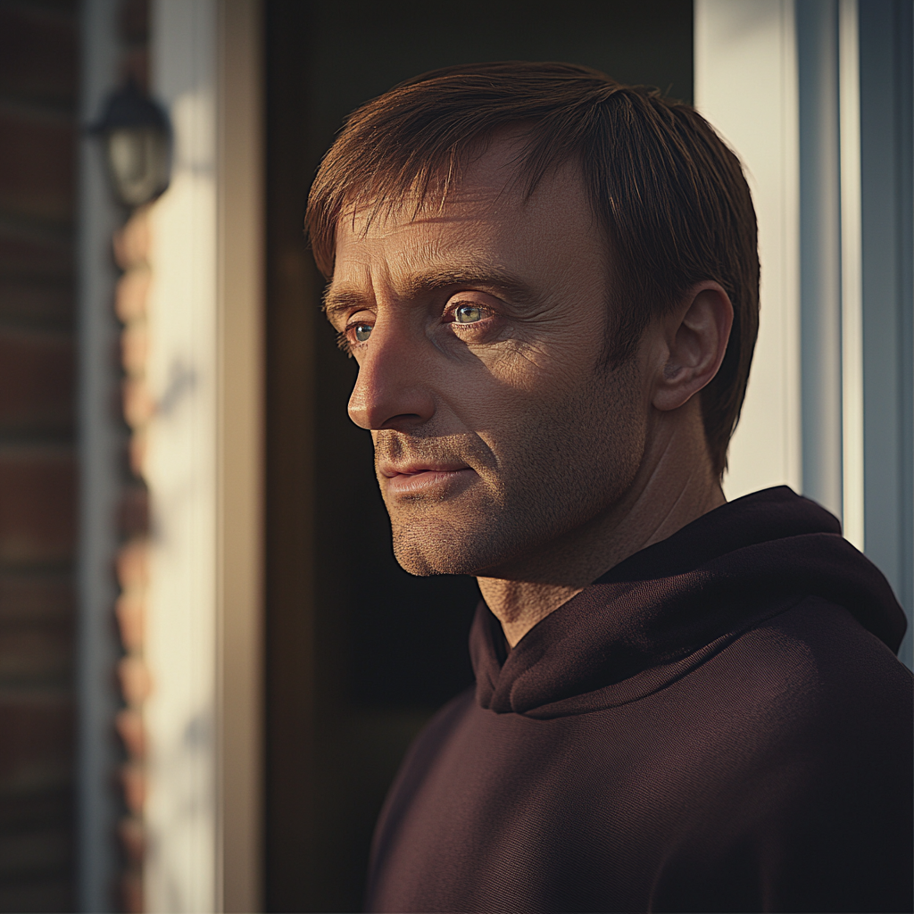 A man standing outside a house | Source: No source