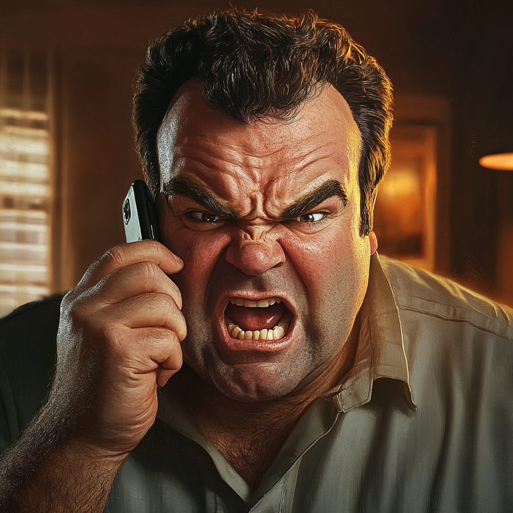 An angry man yelling on the phone | Source: no source
