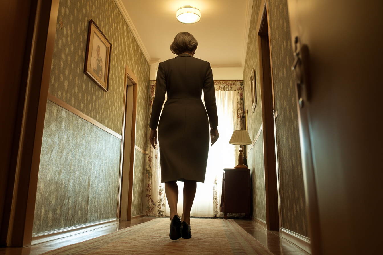 A woman striding down a home corridor | Source: No source