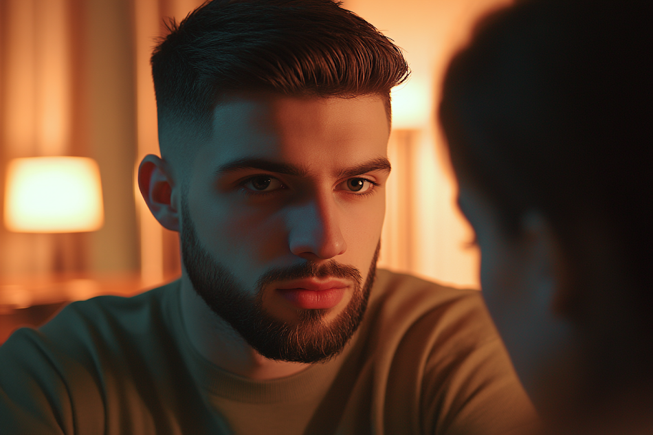 A man facing a woman | Source: no source