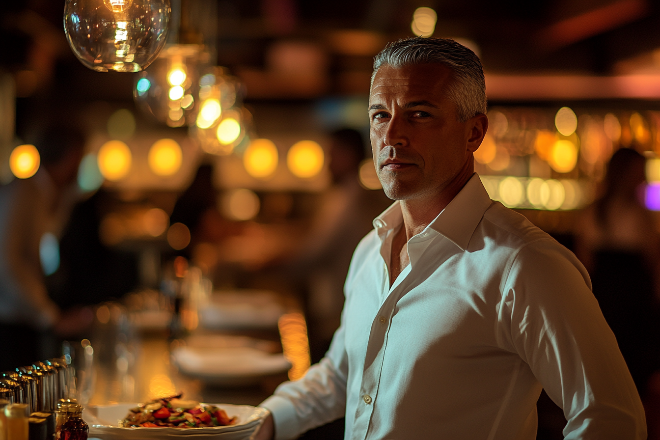 Restaurant manager looking thoughtful | Source: No source