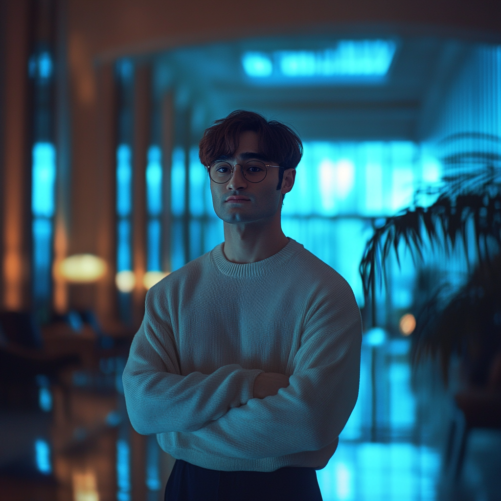 A man standing in a hotel lobby | Source: No source