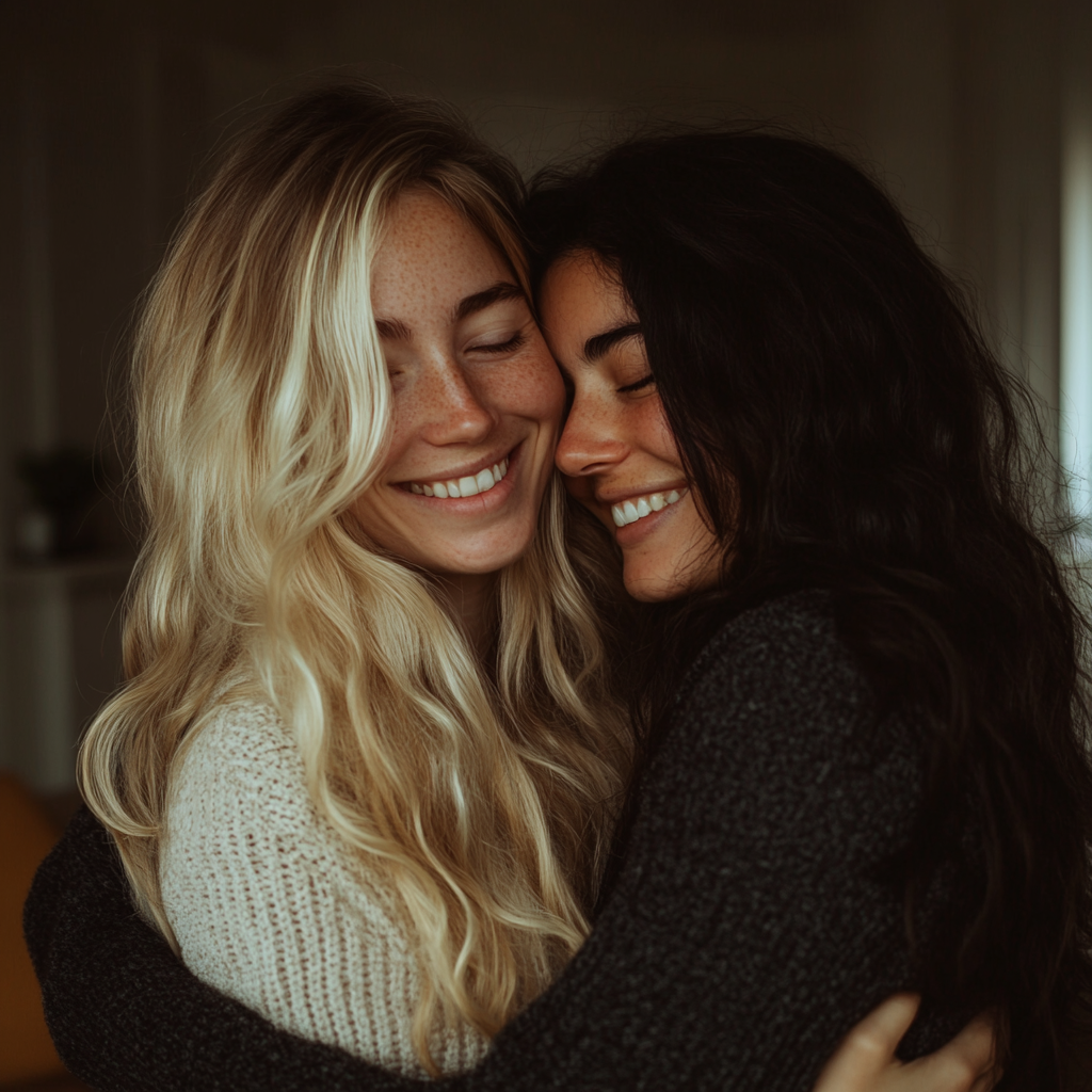 Two sisters hugging | Source: no source