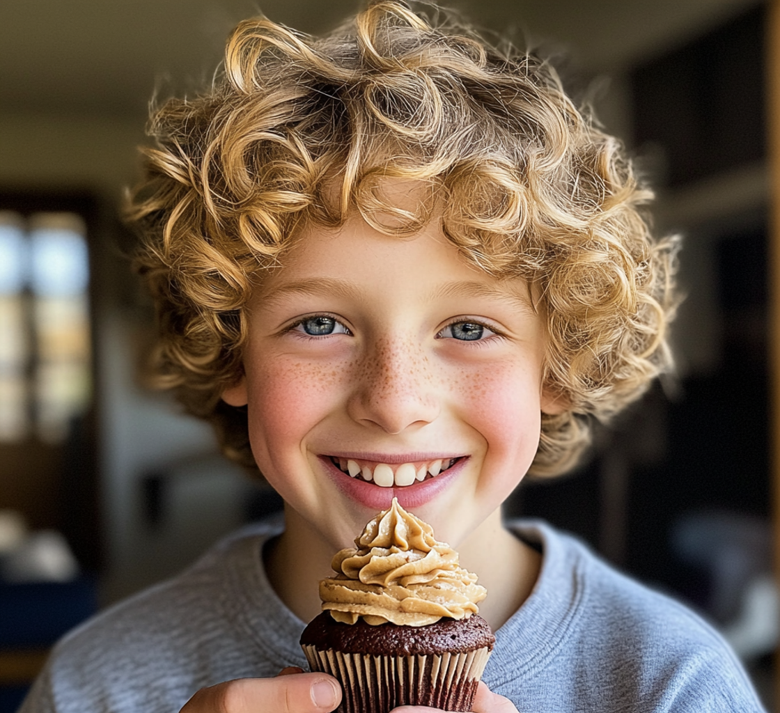 A boy holding a cupcake | Source: No source