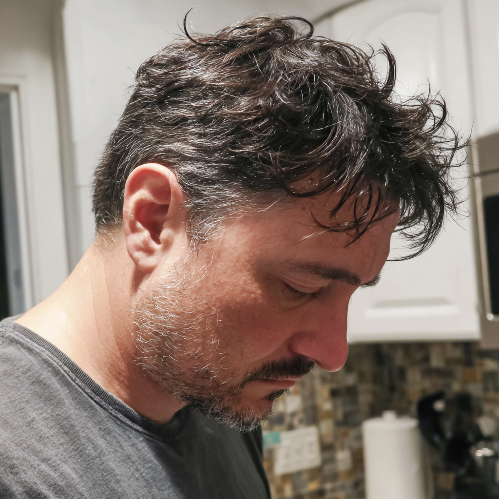 An upset man standing in a kitchen | Source: no source