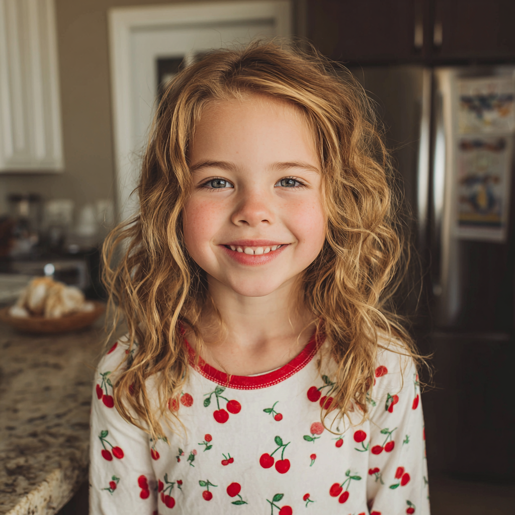 A smiling little girl wearing pajamas | Source: no source