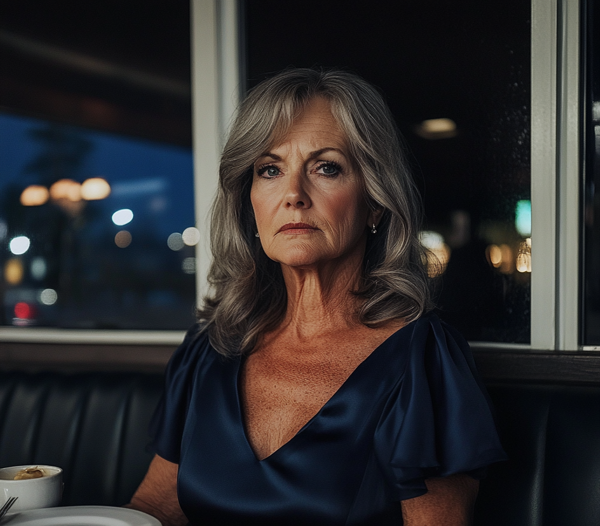 A frowning woman sitting at a diner | Source: no source
