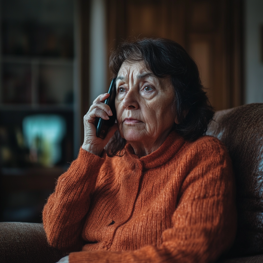 An elderly woman talking on her phone | Source: no source