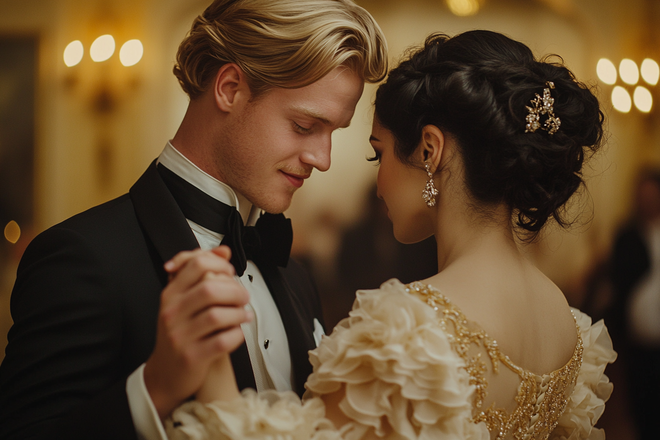 A couple slow-dancing at their wedding reception | Source: No source