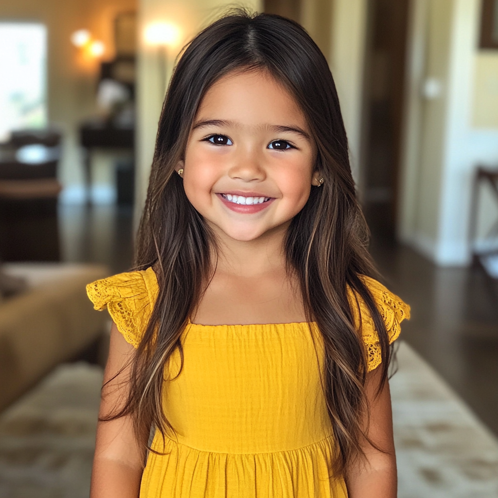 A smiling little girl wearing a yellow dress | Source: no source