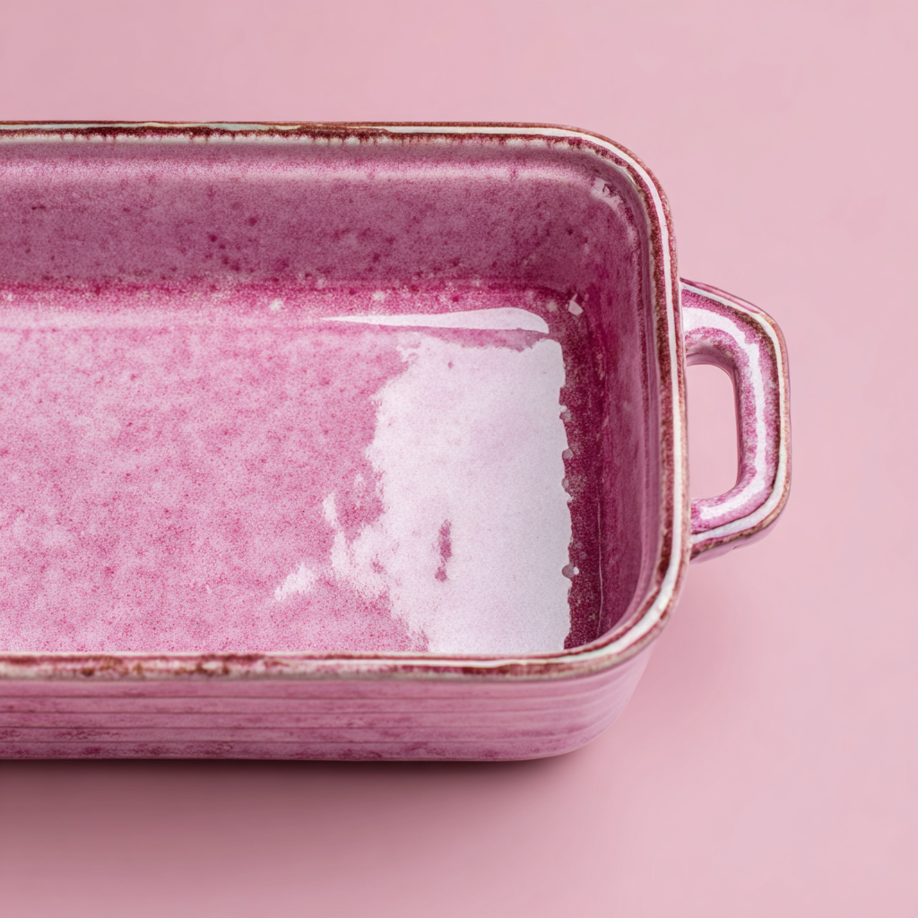 A close-up of a pink casserole dish | Source: no source