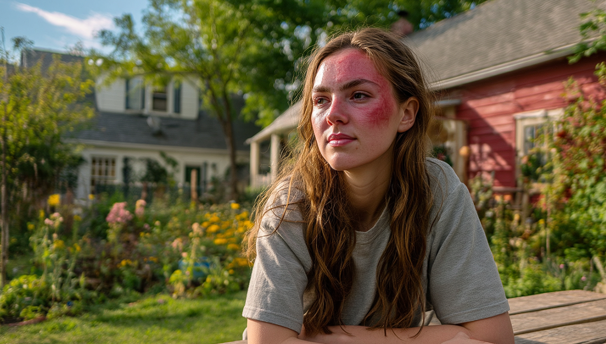 A solemn teen girl seated at a picnic table | Source: No source