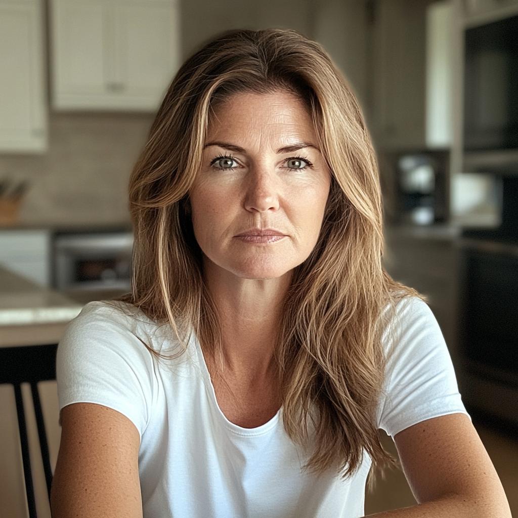 A woman sitting at a kitchen table | Source: no source